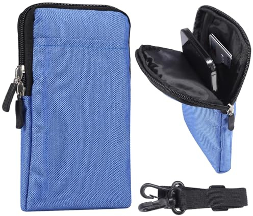 Mobiltelefon bälte klämma påse liten blå, mobiltelefon crossbody väska män, 6,5 tum universell vertikal mobiltelefonväska midjeväska paket liten bältesögla hölster korthållare dragkedja handledsväska
