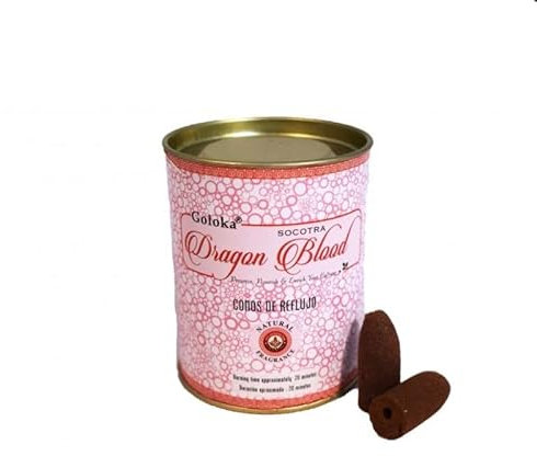 36 Conos de Incienso de Reflujo Dragon Blood Herbal Sangre de Dragón Draco Goloka 2 Latas