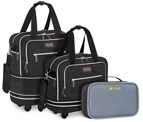 biaggi B Zipsak Boost! Sac à Main Pliable sous Le siège Qui s'étend à la Taille Normale – Cube d'emballage de Taille personnalisée Inclus, Noir