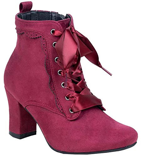 HIRSCHKOGEL Trachten-Stiefeletten Paulina Absatzschuhe Damen Trachtenschuhe bordeaux Gr. 38, Weinrot