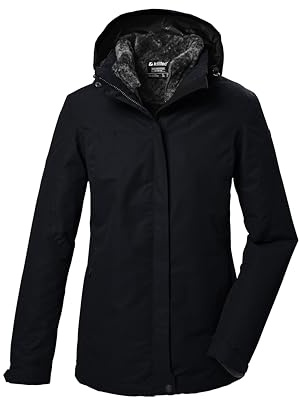 killtec Donna Giacca funzionale 3 in 1/ giacca da esterno con cappuccio con zip e giacca in pile con zip KOW 303 WMN JCKT, schwarz, 44, 41820-000