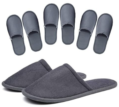 Kiuiom Ciabattine Spa Morbide,Pantofole Hotel,Ciabatte Ospiti,4 Paia Pantofole in Pile Corallo Punta Chiusa Pantofole Portatili Unisex Antiscivolo per Hotel Spa Casa Viaggi (4 Paia)