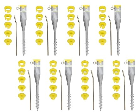 Alberts 862206 Screw-in ground Sleeve for Pipes | Suitable for All standpipes from Ø25 to 65 mm | hot-dip galvanised | Length 560 mm | Set of 8