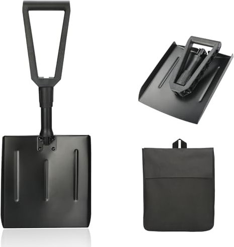 Nutmanel Pala de Nieve, Pala de Nieve Plegable, Pala de Nieve de Invierno con Bolsa de Transporte, con Mango en D, Pala de Nieve Ajustable Portátil Ligera para jardín, Coche, conducción y Camping al