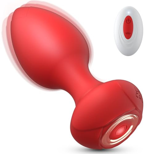 Meeteel Analplug mit Vibration für Frauen & Männer – Silikon Buttplug mit 10 Modi & Fernbedienung, Analvibrator Sexspielzeug für die Paare, Anfänger/Profis, Rosen
