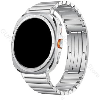 Länkarmband i titanmetall Passar for Samsung Galaxy Watch Ultra 47mm Lyxarmband for män Correa-armband(Silver)