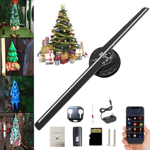 Julgran, 3D-hologram, halloween, 3D-hologramfläkt, LED-hologramfläkt, 3D holografisk projektor, julgran, för butik, bar, jul, halloween (Storbritannien, 1 stycken)