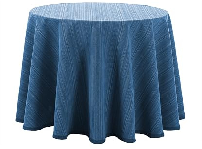 Donegal Collections Falda Mesa Camilla Redonda 90 cm Riby Azul - Tejido Primavera Verano - Faldillas Mesa Camilla con Altura para Mesa 75 cm - 50% Algodón 50% Poliester Fabricado en España