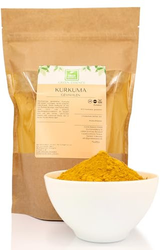 Kurkuma gemahlen von der Grünen Essenz - Kurkuma Gewürz – Curcuma Pulver - Golden Curcuma - Gemahlene Gelbwurzel (1 Kilogramm)