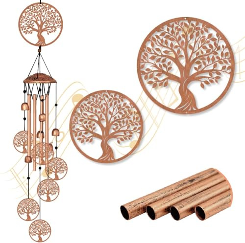 BEUNITONE Large Aluminium Wind Chimes 33 Outdoor Deep Tone Memorial Metal WindChimes with Tree of Life Wind Catcher, Sympathy for Loss of Loved Mom Father for Garden Patio Home Decor