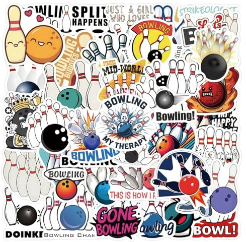 Bowling Sticker Bowling Stickers 50pcs Skateboard Graffiti Adesivi Moto Bicicletta Snowboard Bagagli Auto Valigia per Bambini e Ragazzi Impermeabile Vinile Decals