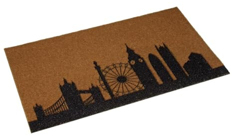 Versa Paillasson London, Style Urbain Moderne, 2x70x40 cm, Polyester, Marron et Noir.
