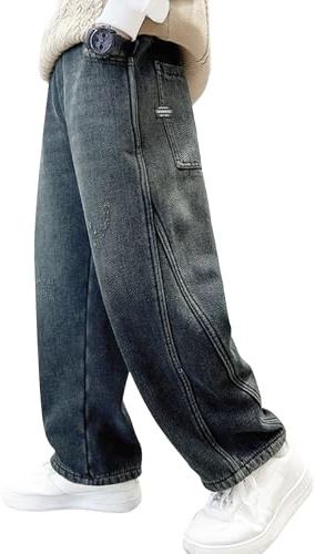 Baggy Noir Garçon 13-14 Ans Jean Large Ado Pantalons en Denim Printemps Automne Cargo Style Hip Hop Streetwear