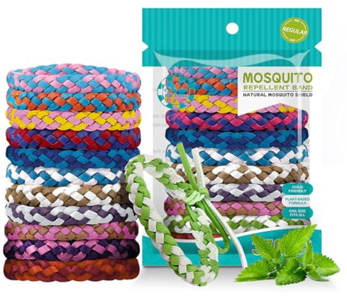 YAYNO 12 Pezzi Braccialetti Antizanzare Braccialetto repellente per zanzare Zanzarella Braccialetti, regolabile, per adulti e bambini, per Attività all'aperto e Viaggi