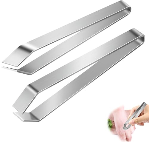 2 Stück Edelstahl Küchenpinzette für Küche, Präzise Grätenzange zum Entfernen Von Fischgräten, Grätenpinzette für Fisch, Fischgrätenzange mit Schlanker Spitze Pinzette Küche für Kochen und Zubereitung