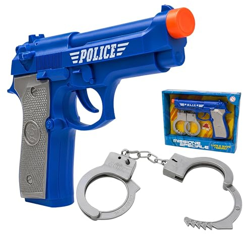 Pistola Giocattolo per Bambini con Manette Pistola Luci e Suoni Cosplay Pistole Gioco Bambini con Luce Suono Manette in Plastica Set Polizia Squadra Speciale Pistole Effetti Luminosi Sonori