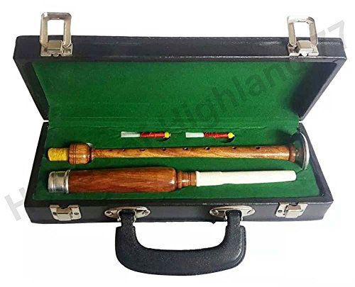 Scottish Highland Dudelsack Übungskanter Palisander Schwarz und Braun Finish mit silbernen und elfenbeinfarbenen Halterungen Dudelsackwechsler (braune, silberne Halterungen)