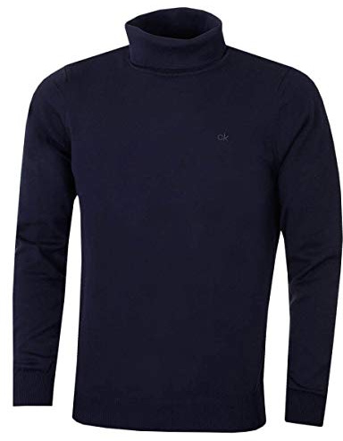 Calvin Klein Hommes CK col roulé en Tricot Rib Chaud Pull Durable - Marine - L