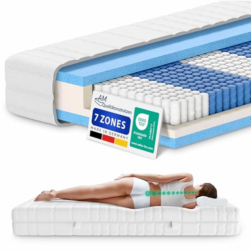 Matelas à ressorts ensachés 90x190 avec 1000 ressorts et 7 zones de confort - Soutien et adaptabilité parfaits - Matelas 90 x 190 cm 24 cm epaisseur - Matelas ergonomique 90/190 –
