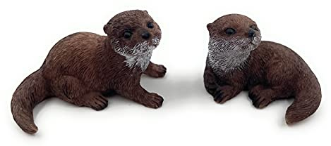 Onwomania Polyresin Figur Otter zweifach Wassermarder Marder Raubtier Tier Dekofigur aus Polyresin Braun 5,5 cm