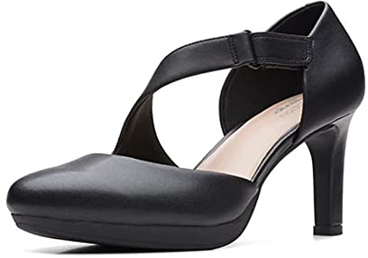 Clarks Women's Ambyr Glow Pump, Black Leather, 5.5 UK