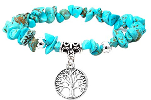 Milakoo Splitterarmband ädelstenar armband dam livets träd armband dam 7 chakra armband helande stenar, Gummi