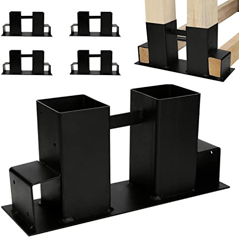 Herrselsam Lot de 4 Aides à Empiler en Bois Robuste, Facile à Installer pour Chauffage, Support Empilable, Cheminée, Cadre (Noir)