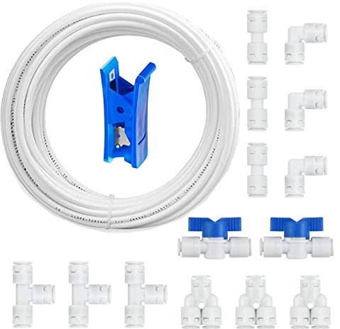 HUAZIZ Tubo de Suministro de Agua para Frigorífico de 10 Meter de Agua para Nevera con kit de Accesorios de Conector para Refrigerador Doble de Estilo Europeo (Tubo de 1/4 de Pulgada)