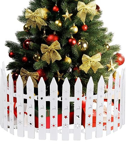 16Pcs Cercas de Árbol de Navidad Mini Cercas de Plástico Blancas para el Jardín del Hogar Decoración de la Fiesta de Boda del Árbol de Navidad 11 * 29.5cm/4.3 x 12 In