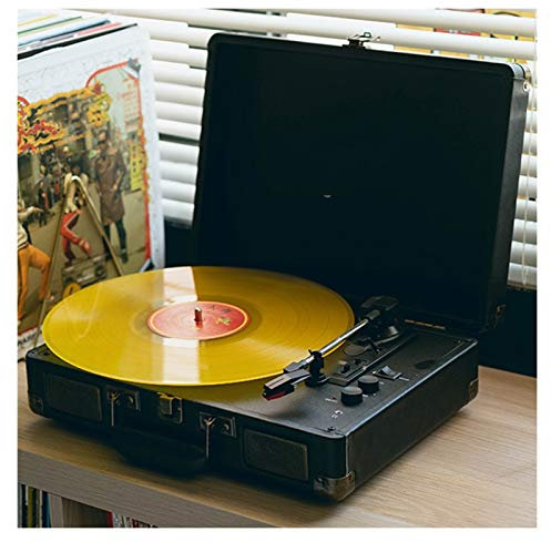 Giradischi valigia vintage con Bluetooth, giradischi fonografico classico, giradischi in vinile con trasmissione a cinghia a 3 velocità, supporta jack per cuffie da 3,5 mm e dischi da 7/10/12 pol