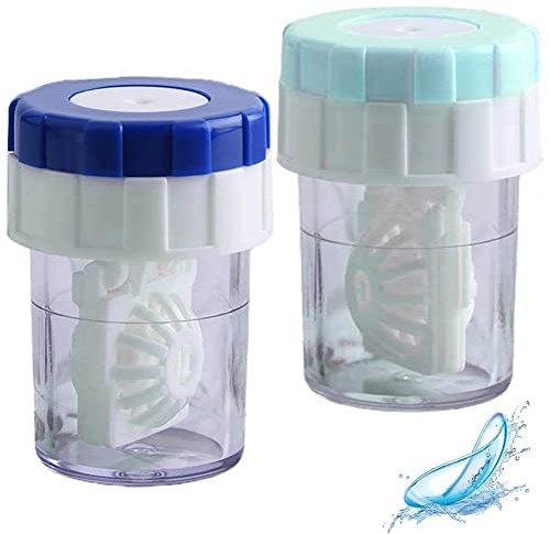 2pcs Contact Lenses Washer Portable Manual Rotating Cleaner Holder Container for Travel Daily Use