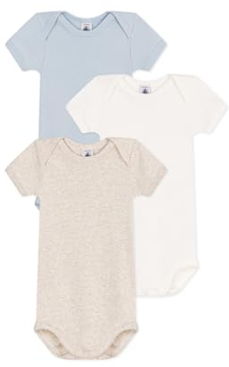 Petit Bateau A0cwy, Noi Body A Maniche Corte Unisex - Bimbi 0-24, Variante 1, 3 mesi (pacco da 3)