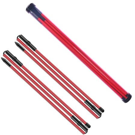 SUBORAWOS 2 Pack Collapsible Golf Alignment Sticks – 48 Portable Golf Swing Training Aid for Aiming, Putting, and Posture Correction with Clear Storage Tube for Indoor/Outdoor Practice (Red)