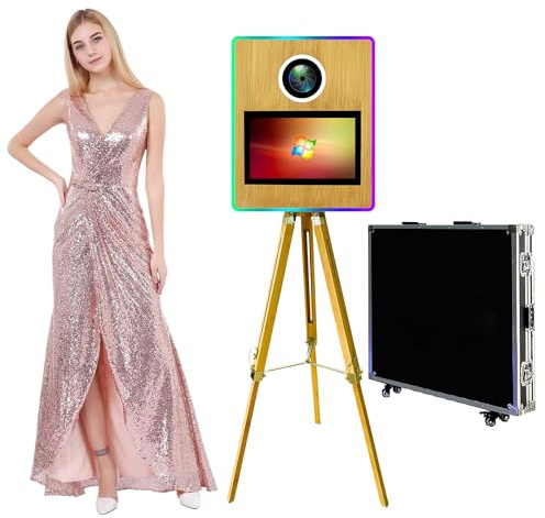 WideMeet Bärbar kamera fotobås med 15,6 tum pekskärm selfie fotobås DSLR fotobås maskin för bröllop fester evenemang (fotobås maskin)