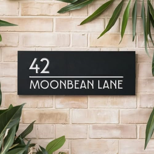 Placa de acrílico personalizada con nombre de calle, placa de número de casa personalizada, letra acrílica, cartel para puerta exterior (2)