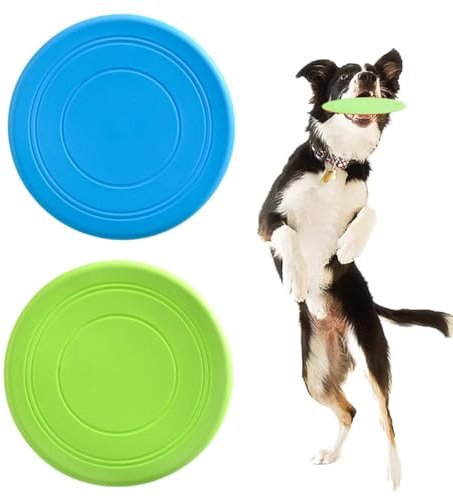 TEOZBLU 2 Stück Hundefrisbee, Hundespielzeug Frisbee für Land und Wasser