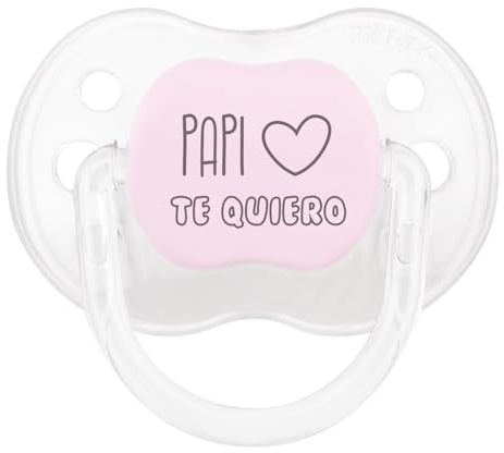 Mi Pipo - Chupete Personalizado Divertido Classic | Chupete Bebe, Variedad de Tetinas | Personalizado con Frase, Suave, Cómodo | Seguro, Libre BPA, Fácil de Limpiar | Color Cristal Rosa