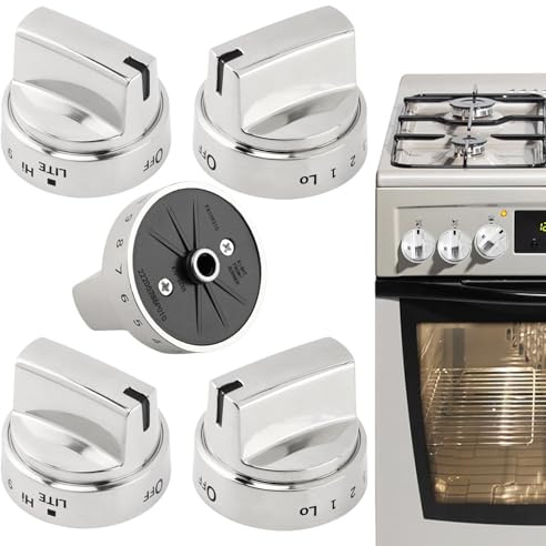 5 Pack WB03X24818 Gas Stove Knob Replacement Compatible with GE Range Cooktop Oven Knob Adora JGB700SEJ4S Stove Replacement Knobs Surface Burner Control Knobs