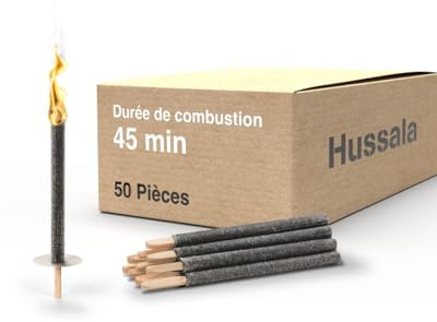 Hussala Diamond Torches en Cire Durée de la Combustion : 45 Min [50 pièces]