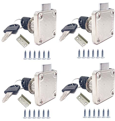 4 Sets Security Drawer Locks - Zinc Alloy Cam Lock for Mailbox, Drawer, Cupboard, Cabinet