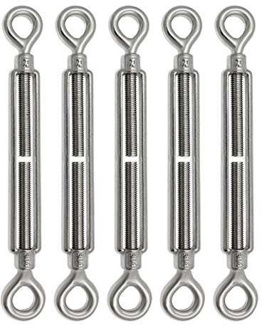 PHITUODA 5pcs M10 Acciaio Inox 304 Occhio & Occhio Tenditore Regolabile Corda Filo Tenditore