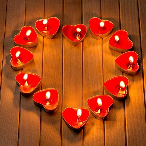 Candele Amore Galleggiante Senza Fumo Candele Romantico Moderno Rosso a Forma di Cuor（50 pcs）