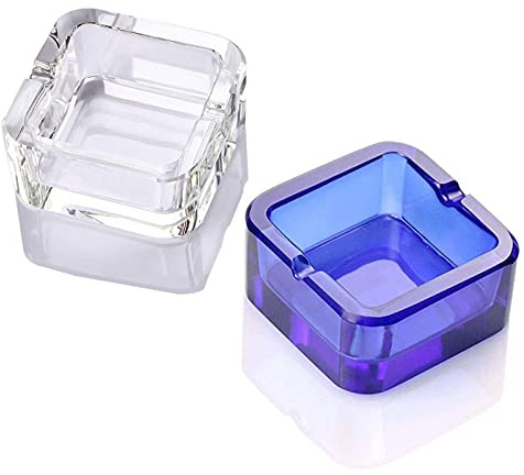 Lxuwbd Cenicero, cenicero de cristal (azul, blanco, pequeño)
