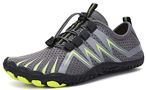 Teechodina Scarpe da trail running unisex uomo donna scarpe da trekking scarpe a piedi nudi scarpe da corsa sneaker in maglia scarpe fitness scarpe a cinque dita con dita separate, Grigio A., 43 EU