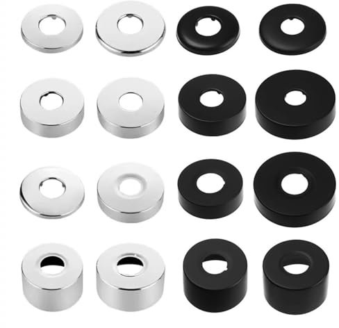 2 pcs 21 mm (1/2 Inch) Tap Rosette Stainless Steel Chrome-Plated Pipe Cover, Tap Rosette Cover for Showers, Taps, Radiators etc. (Black, 60 x 18)