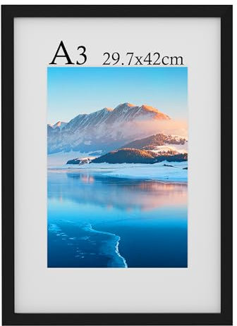 A3 Black Wooden Picture Frame with Perspex Glass - 29.7 x 42 cm Wall-Mounted Photo Frame for Bedroom and Living Room Decoration