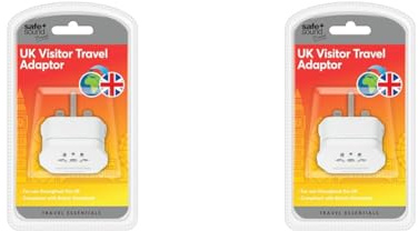 Safe and Sound UK SA6031 Visitor Electrical Adaptor, Single Socket Converts Plugs to a UK Plug Socket, White, 17 cm (Pack of 2)