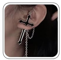 TseenYi Punk Kreuz Ohrringe - Schwarzes Schwert Gothic Kette Baumeln Ohrringe - Messer Kruzifix Coole Punkte Ohrstecker Schmuck Für Frauen Und Mädchen