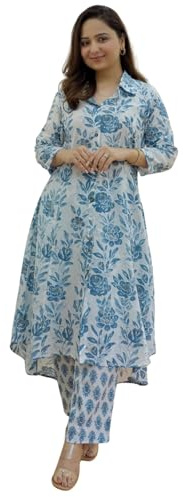 GRECIILOOKS Kurta Set för damer | Kurta Set | Etniska damer matchande set | Dam viskos Rayon rakt tryck Kurta med byxor