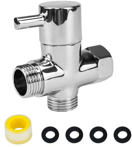 NAROSEBE 3 Wege Umschaltventil Dusche 20mm G 1/2 Diverter Ventil Wasserhahn Umschaltventil Dusche Umsteller Messing Badewanne Umschalter Duschsystem Ersatzteil für Toiletten, Badezimmer, Küche